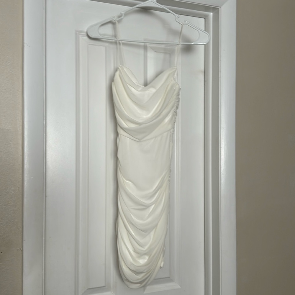 White mini dress rusched